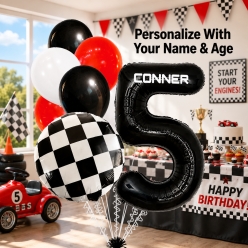 Racing PERSONALIZED Name & Single Digit Age Balloon Bouquet